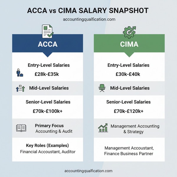 ACCA vs CIMA Salary Comparison 1 ACCA vs CIMA Salary Snapshot: Key Differences at a Glance